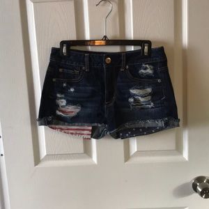 Dark Denim mid-waist shorts